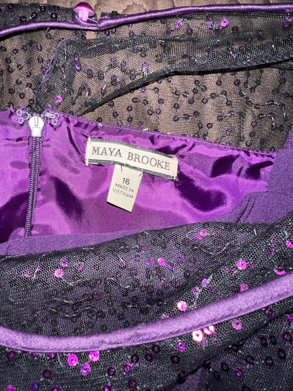 Maya Brooke Purple Sequin Wedding Dress
